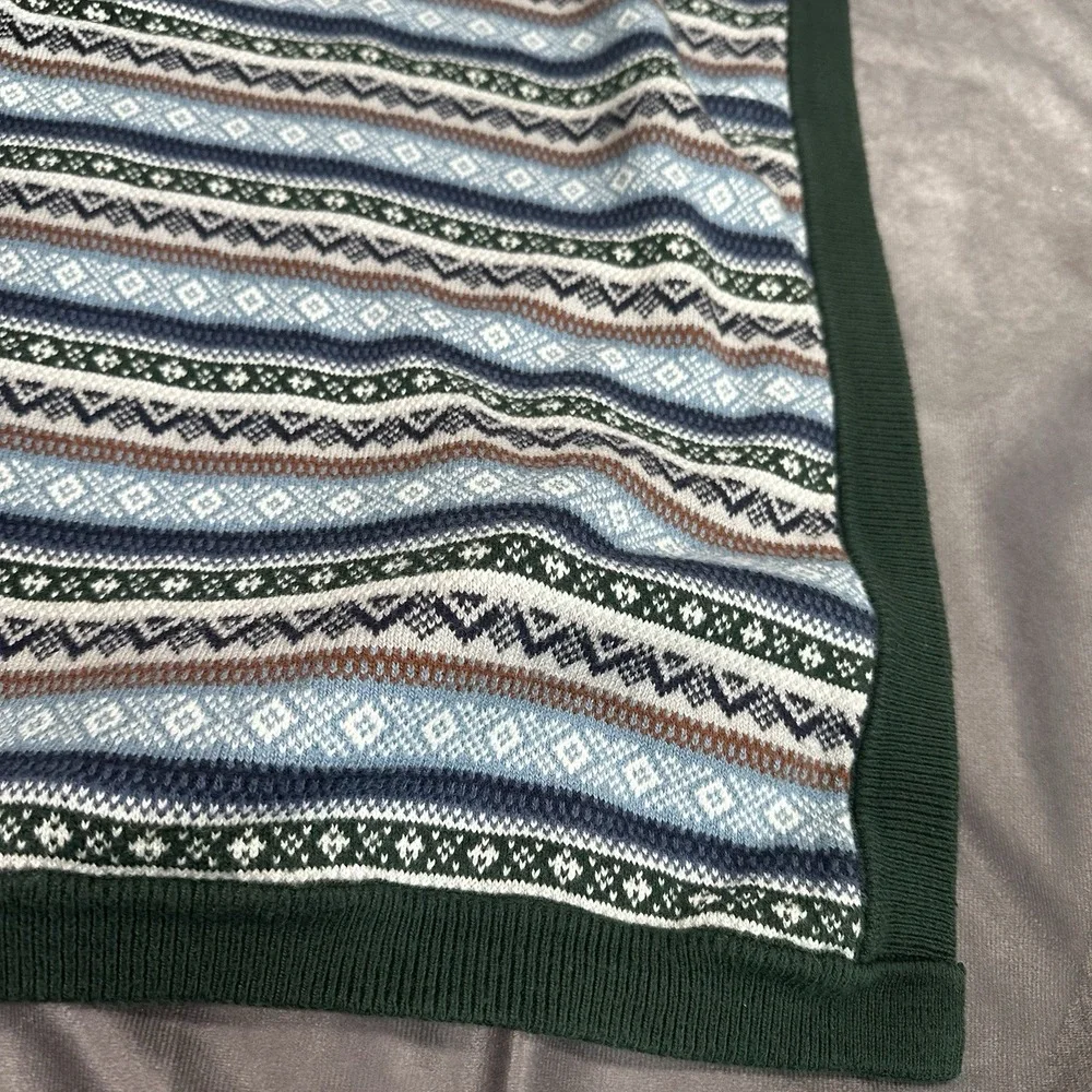 Gymboree Fair Isle Boy's Green Blue Gray Sweater Blanket  30